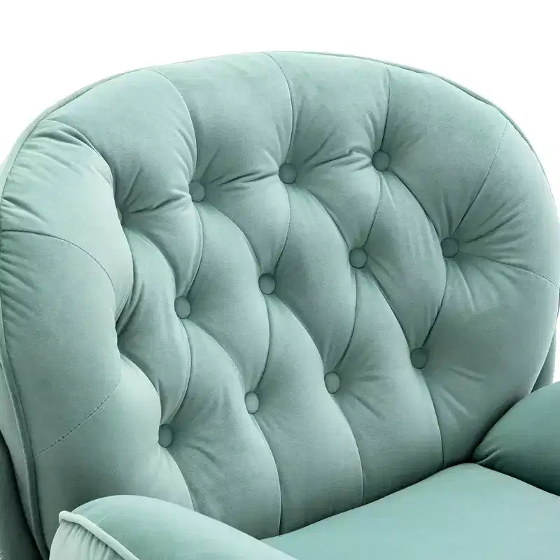 Okak Samt-Sessel mit Hocker, moderner armloser Wohnzimmersessel im Mid-Century-Stil, weicher und bequemer Sessel zum Fernsehen und Spielen