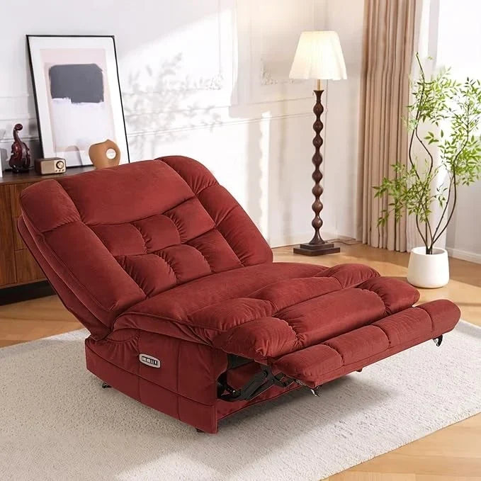 MCombo übergroßer, motorisierter Schaukel- und Relaxsessel ohne Armlehnen mit zwei Motoren, Zeroarms-Sessel, ideal fürs Wohnzimmer, Stoff PR607