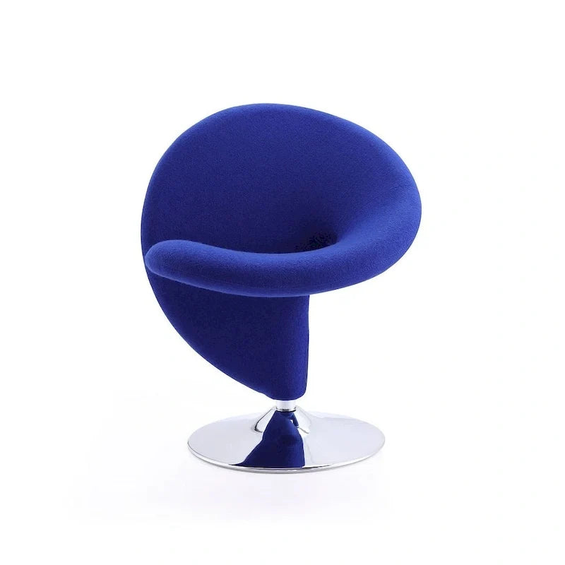 Poltrona girevole d'accento Manhattan Comfort Curl in misto lana e cromo (set da 2)