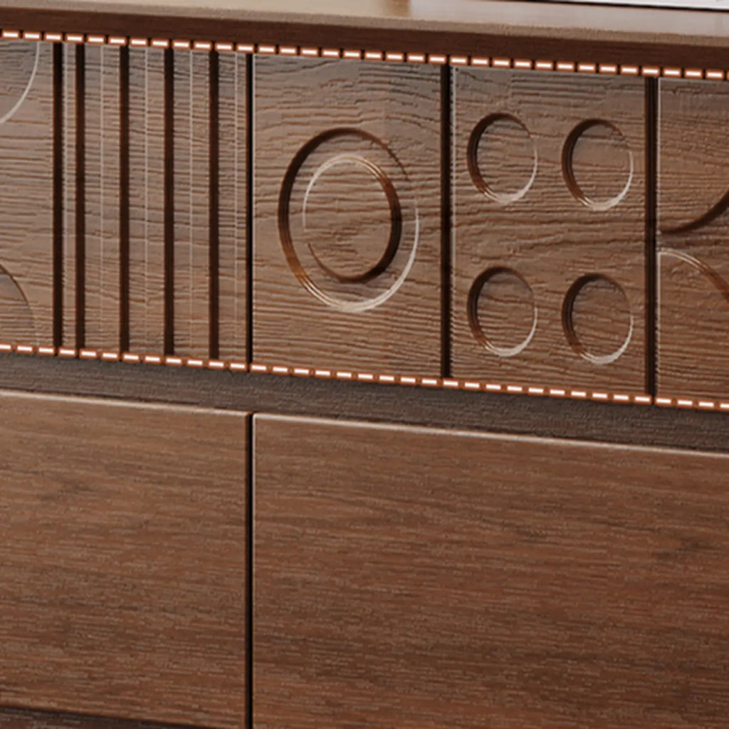 Art Deco Inspired Wood Dresser with Geometric Carvings