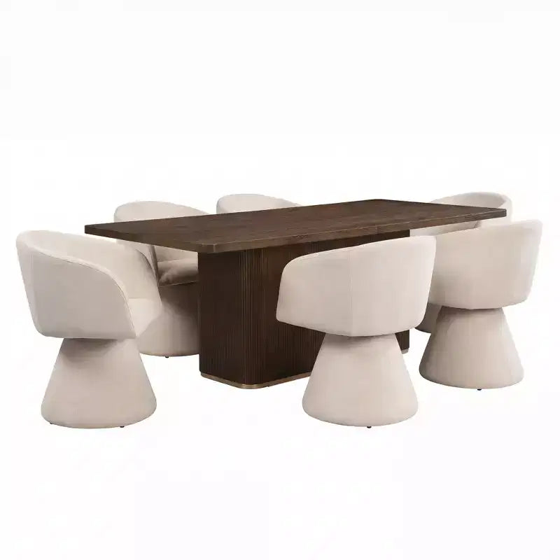 Christopher Knight Home Yodsak Modern 7 Piece Wooden and Metal Dining Set with 180 Swivel Chairs