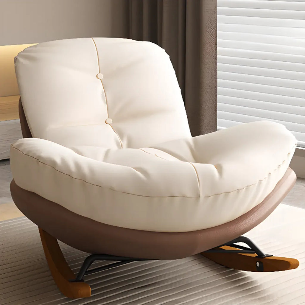 Sedia a dondolo imbottita in stile scandinavo con pouf opzionale
