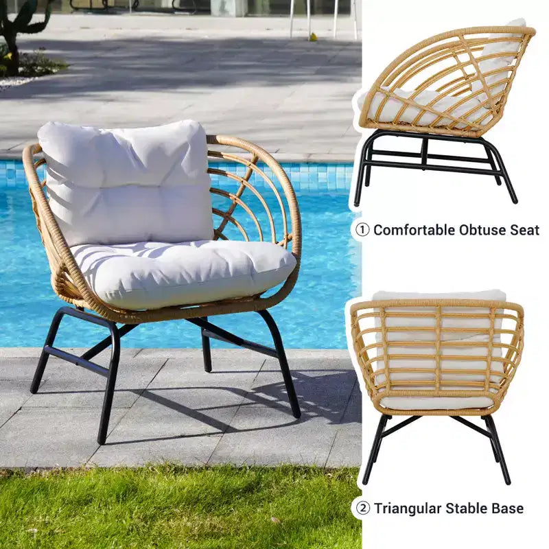 GRANDPATIO 5-teiliges Korbmöbelset für draußen mit Zweisitzer-Sofa