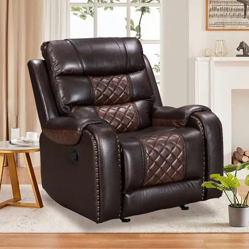 Sillón reclinable grande de cuero sintético con diseño estadounidense para la sala de estar