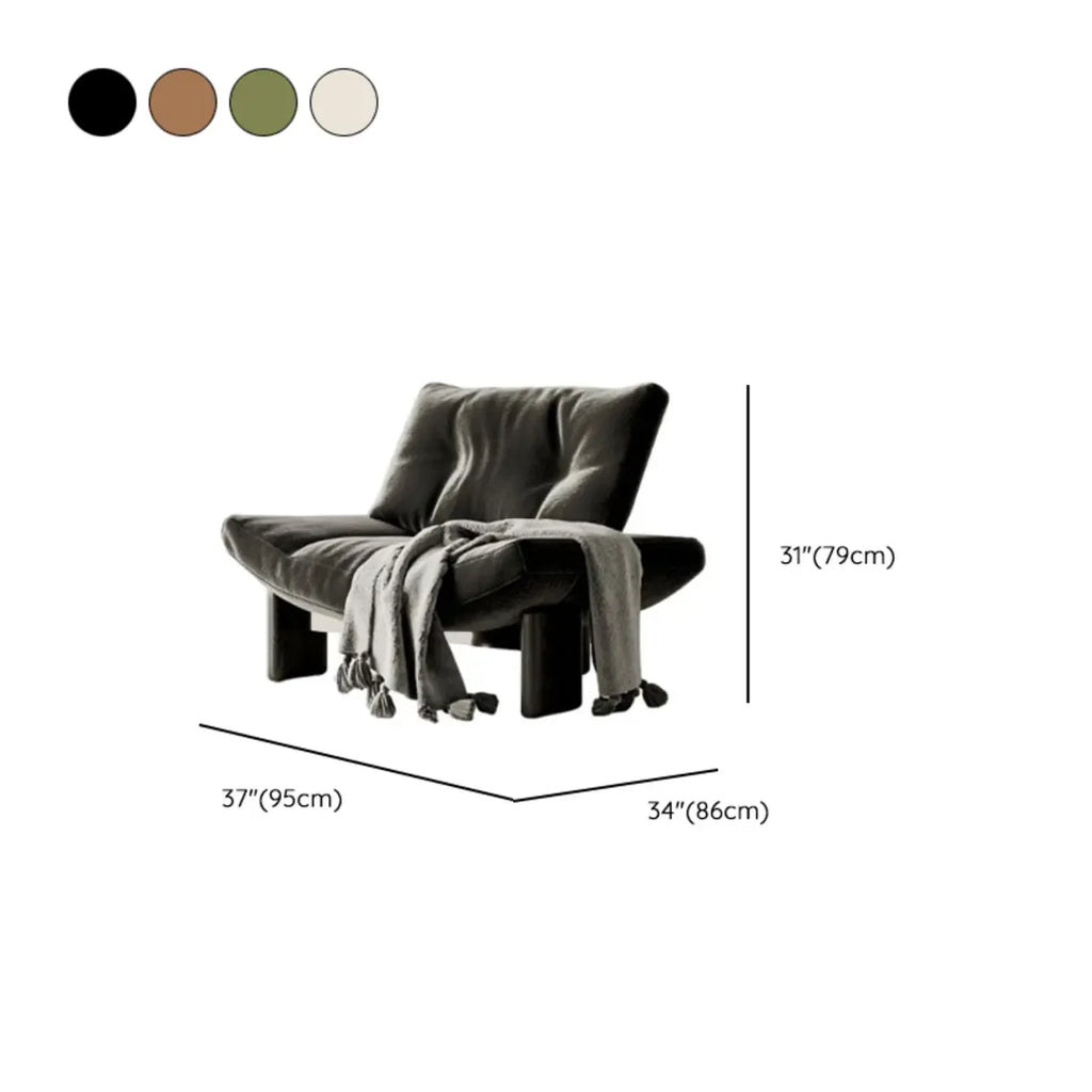 Contemporary Black Tufted Armless Chenille Accent Chair
