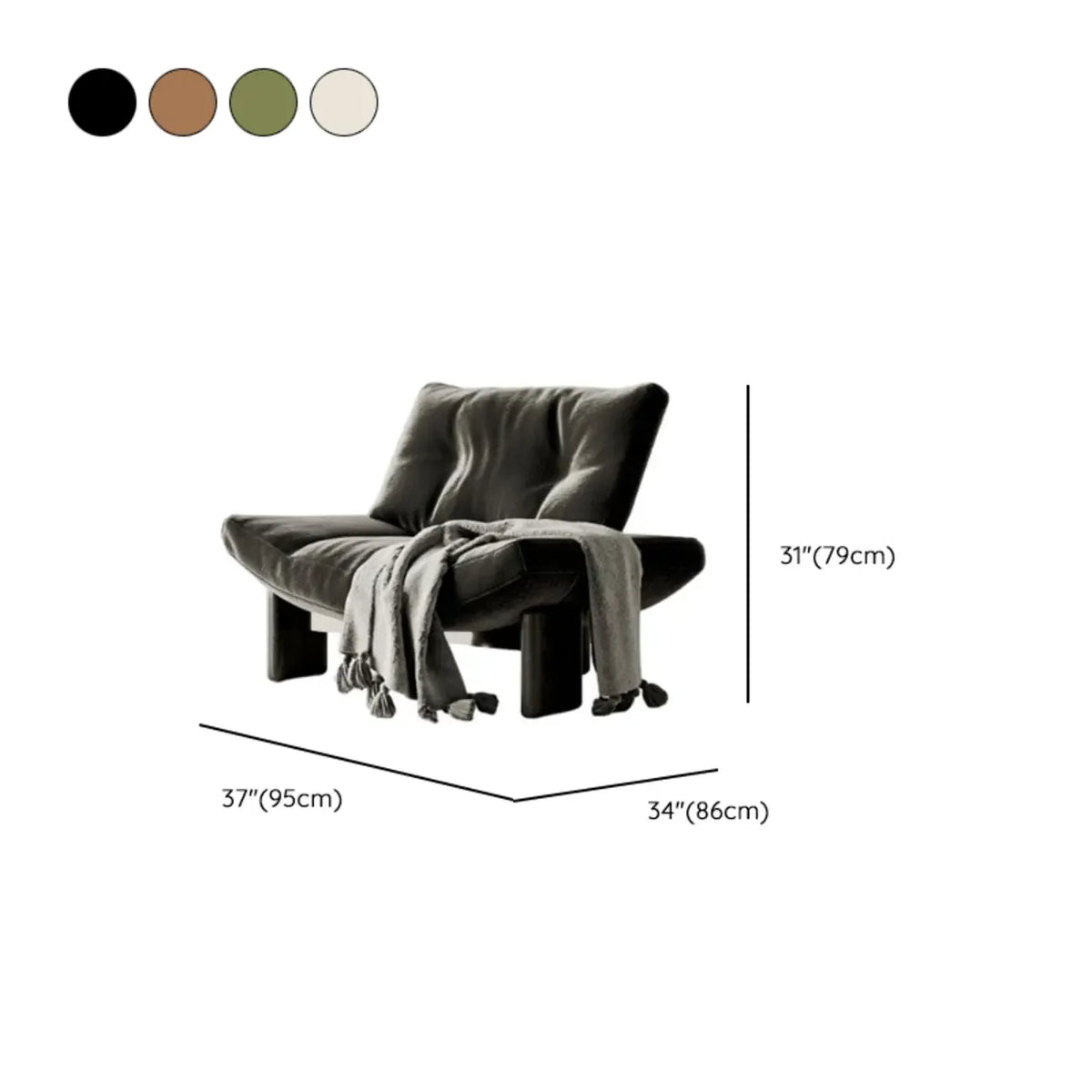 Contemporary Black Tufted Armless Chenille Accent Chair