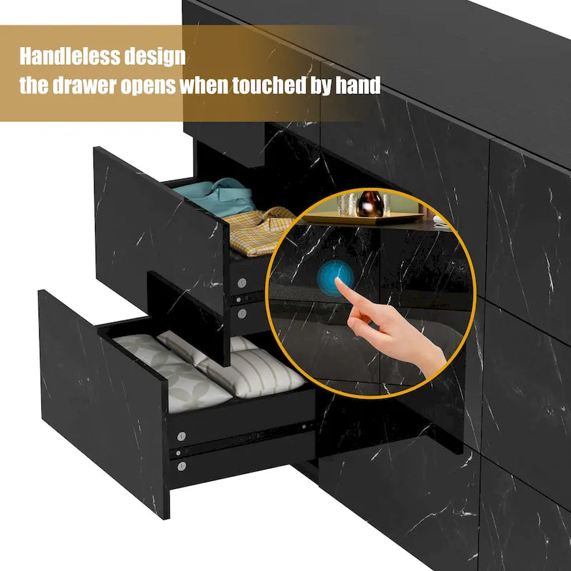 Meuble de rangement et commode à 9 tiroirs, armoire colonne organisatrice pour chambre avec éclairage