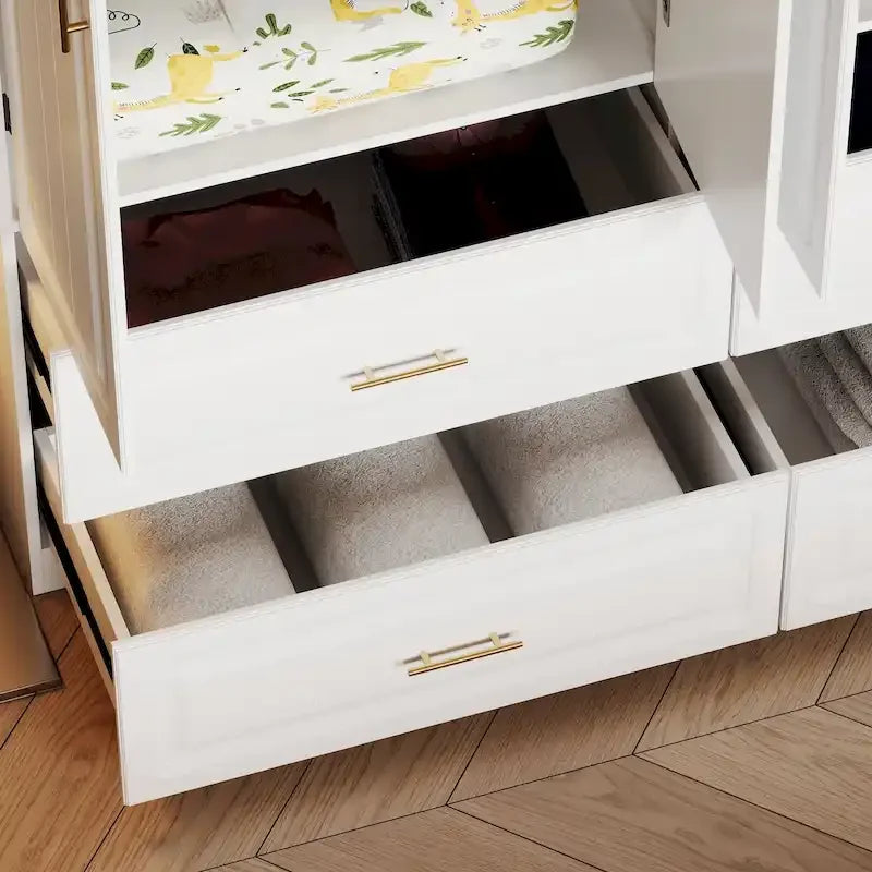 93.9H/74.2H Armoires Wardrobe Closet Cabinet Hanging Drawers Storage