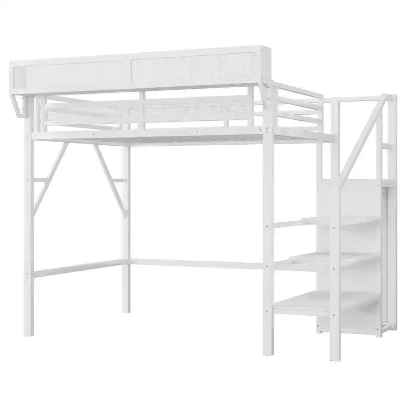 Okak hoogslaper van 239 cm voor een eenpersoonsbed met kledingkast, eenpersoonsbed met opbergplanken en mand, bedframes voor slaapkamer en studentenhuis