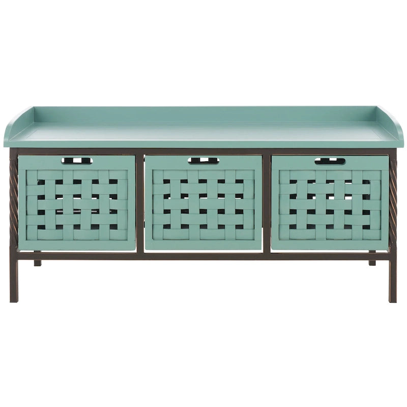 Banco de almacenamiento Toshie color roble miel de SAFAVIEH - 42.5 x 15.5 x 20 - 43W x 16D x 20H