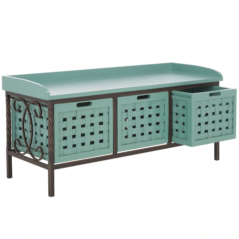 Banco de almacenamiento Toshie color roble miel de SAFAVIEH - 42.5 x 15.5 x 20 - 43W x 16D x 20H