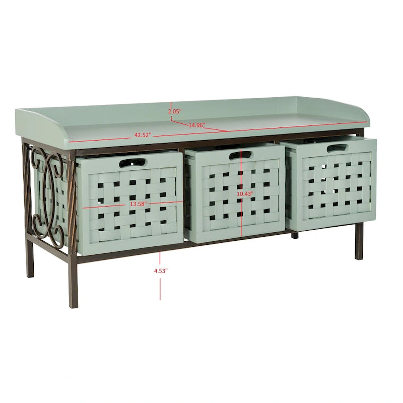Banco de almacenamiento Toshie color roble miel de SAFAVIEH - 42.5 x 15.5 x 20 - 43W x 16D x 20H