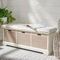 Banc de rangement SAFAVIEH Fiorello à 3 tiroirs avec coussin - 47.3 l x 15 L x 19 H - 47l x 15p x 19h
