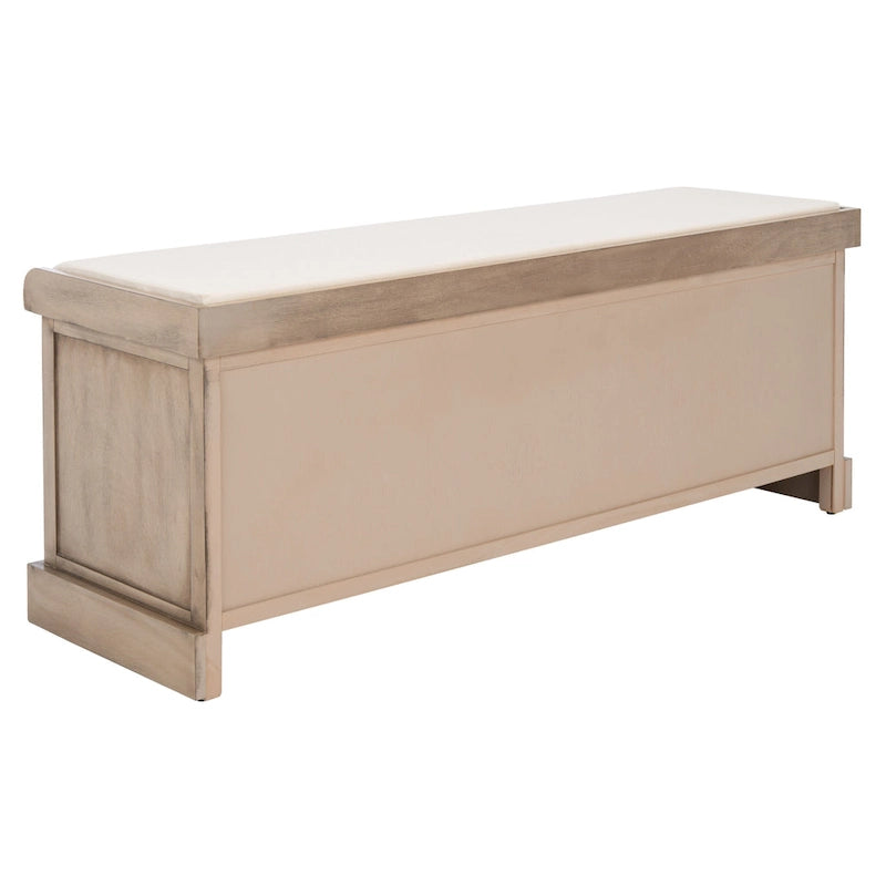 Banc de rangement SAFAVIEH Fiorello à 3 tiroirs avec coussin - 47.3 l x 15 L x 19 H - 47l x 15p x 19h