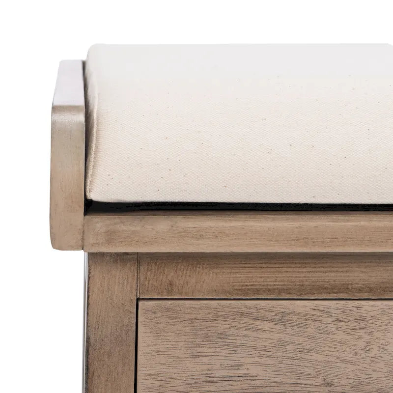 Banc de rangement SAFAVIEH Fiorello à 3 tiroirs avec coussin - 47.3 l x 15 L x 19 H - 47l x 15p x 19h