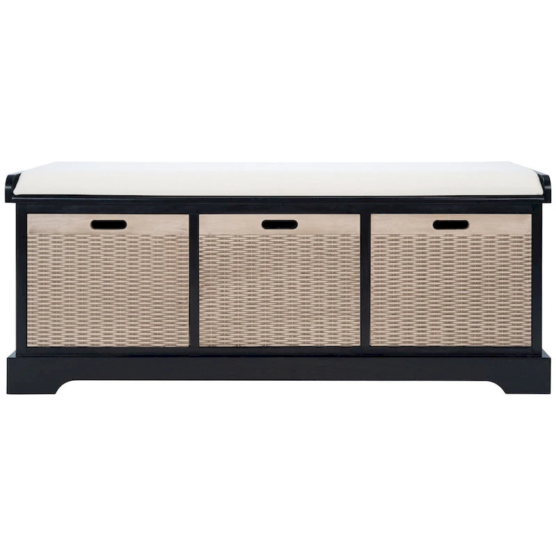 Banc de rangement SAFAVIEH Fiorello à 3 tiroirs avec coussin - 47.3 l x 15 L x 19 H - 47l x 15p x 19h
