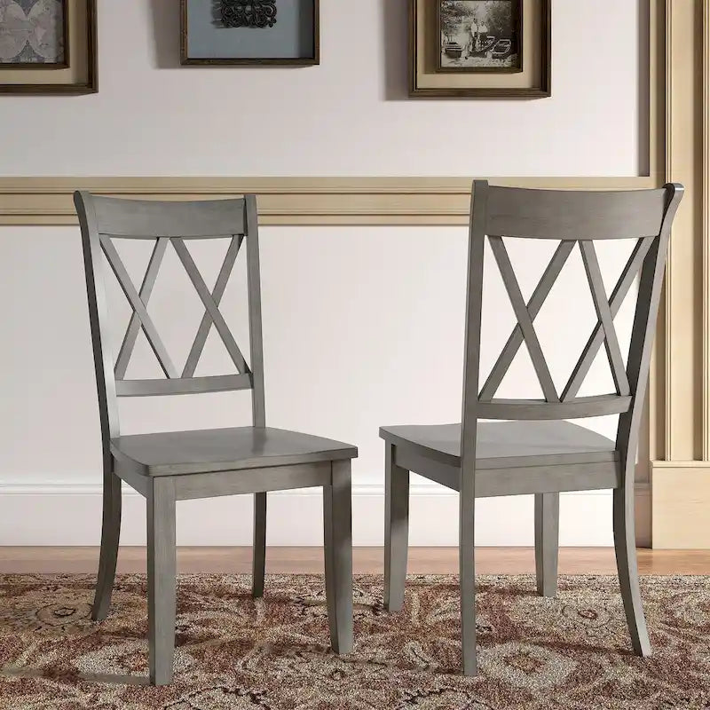 Sedie da pranzo in legno con schienale a doppia X Ronda, set da 2