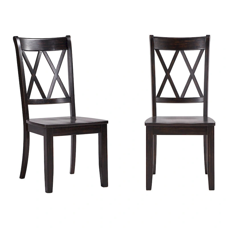 Sedie da pranzo in legno con schienale a doppia X Ronda, set da 2