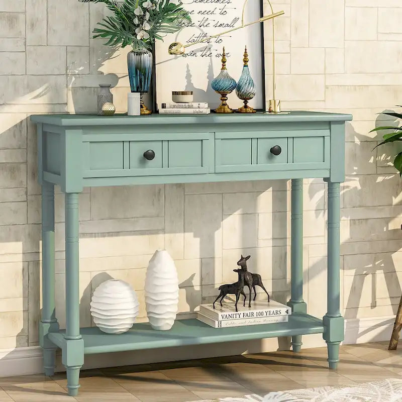 Mesa consola para sofá Trexm con dos cajones de almacenamiento y estante inferior