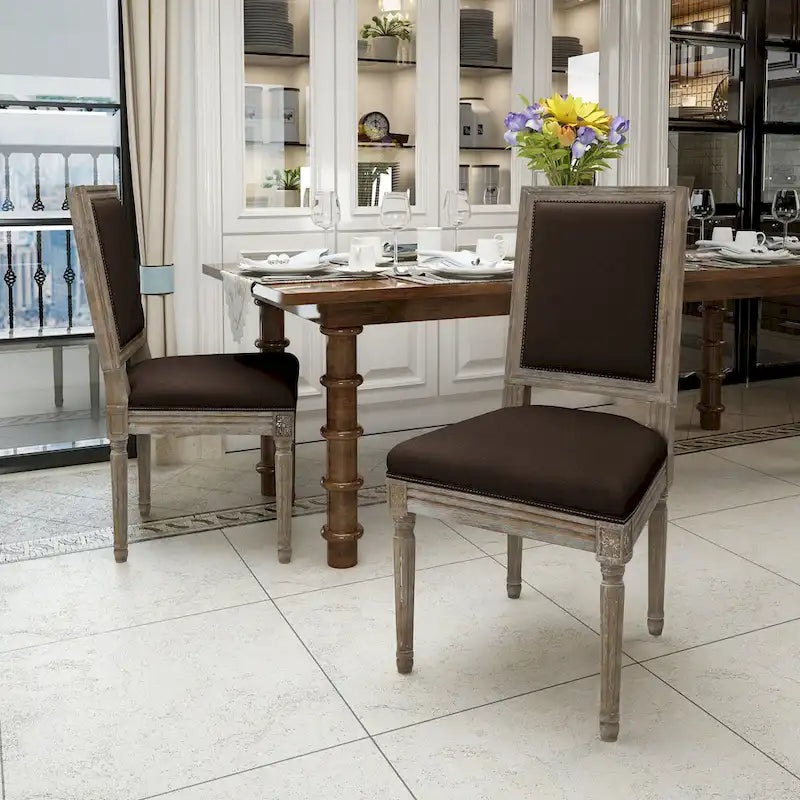 Chaise de salle à manger traditionnelle en tissu Ledger, lot de 2, par Christopher Knight Home