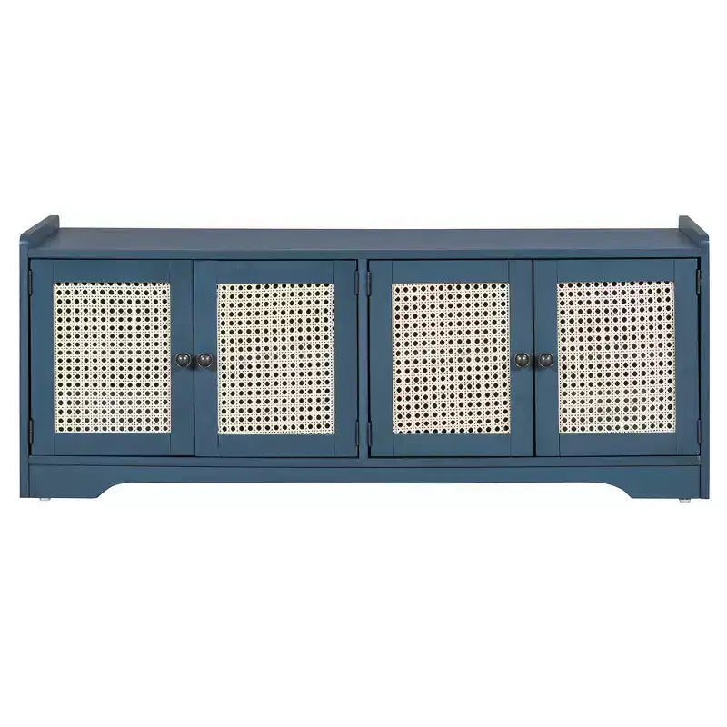 Whisen Rustic Wood Storage Bench, Entryway Shoe Bench with Removable Cushion, Adjustable Shelves