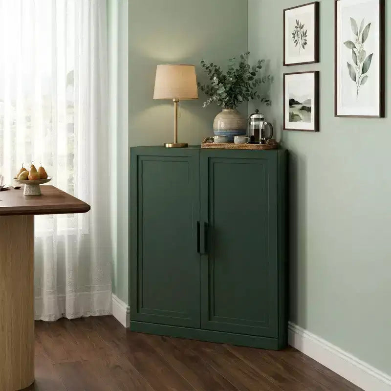 Dovelina Corner Cabinet with Adjustable Shelves Sideboard Buffet Wine Cabinet Kitchen and Dining Cabinet with Wood Doors - 31H x 31W, 36H x 31W