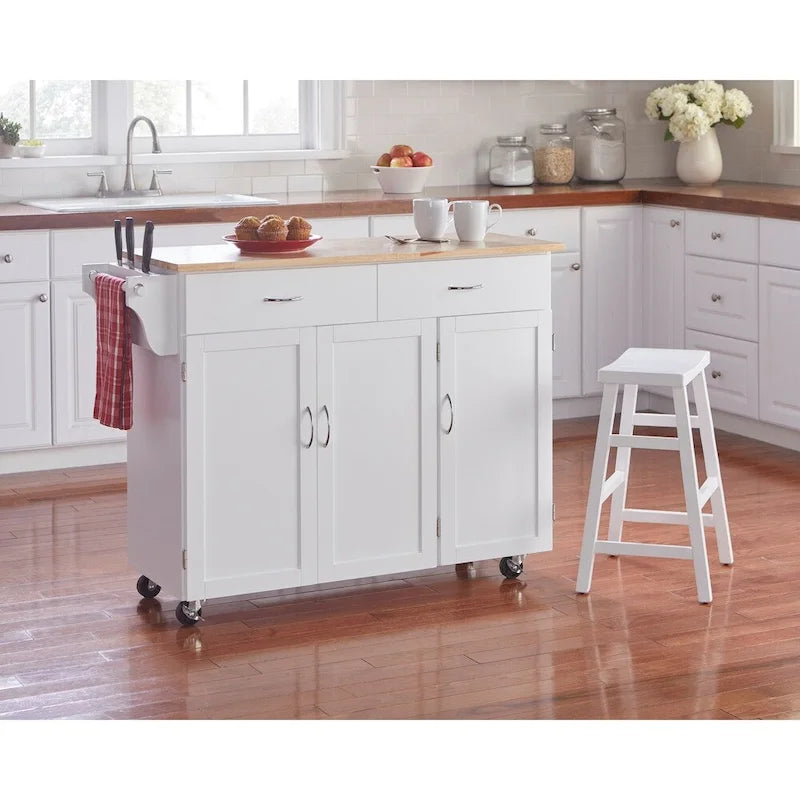 Desserte de cuisine Addie de Simple Living avec plateau en bois