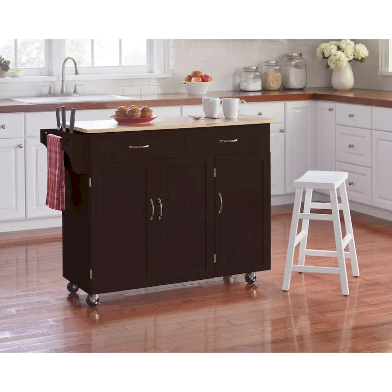 Desserte de cuisine Addie de Simple Living avec plateau en bois