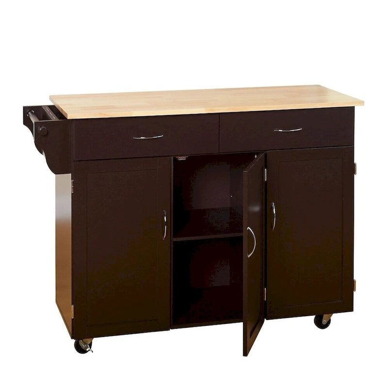 Desserte de cuisine Addie de Simple Living avec plateau en bois