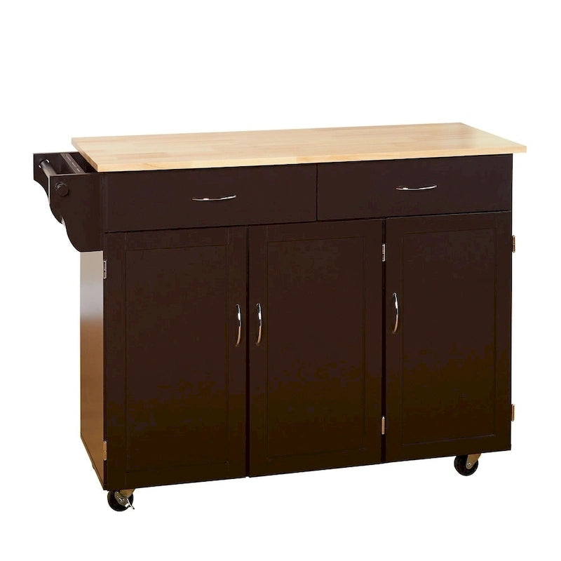 Desserte de cuisine Addie de Simple Living avec plateau en bois