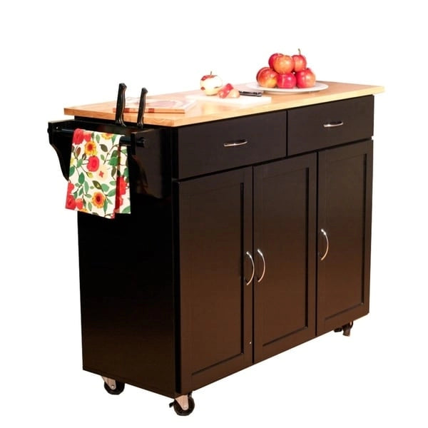 Desserte de cuisine Addie de Simple Living avec plateau en bois