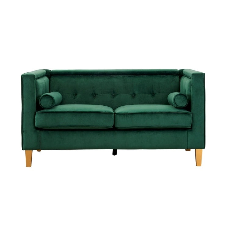 Adelaide-mallin mid-century modern -kaksipaikkainen sohva – tuftattu istuin, massiivipuiset jalat olohuoneeseen
