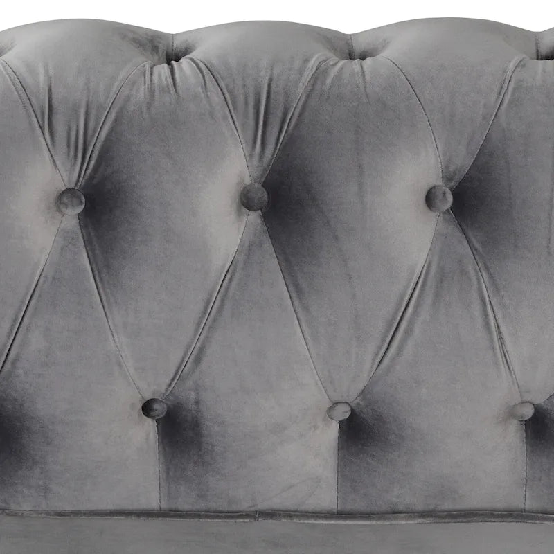 Morden Fort Classic Tufted Velvet Upholstered Chesterfield Club Chair Loveseat 2 Pieces with Nailhead for Living Room