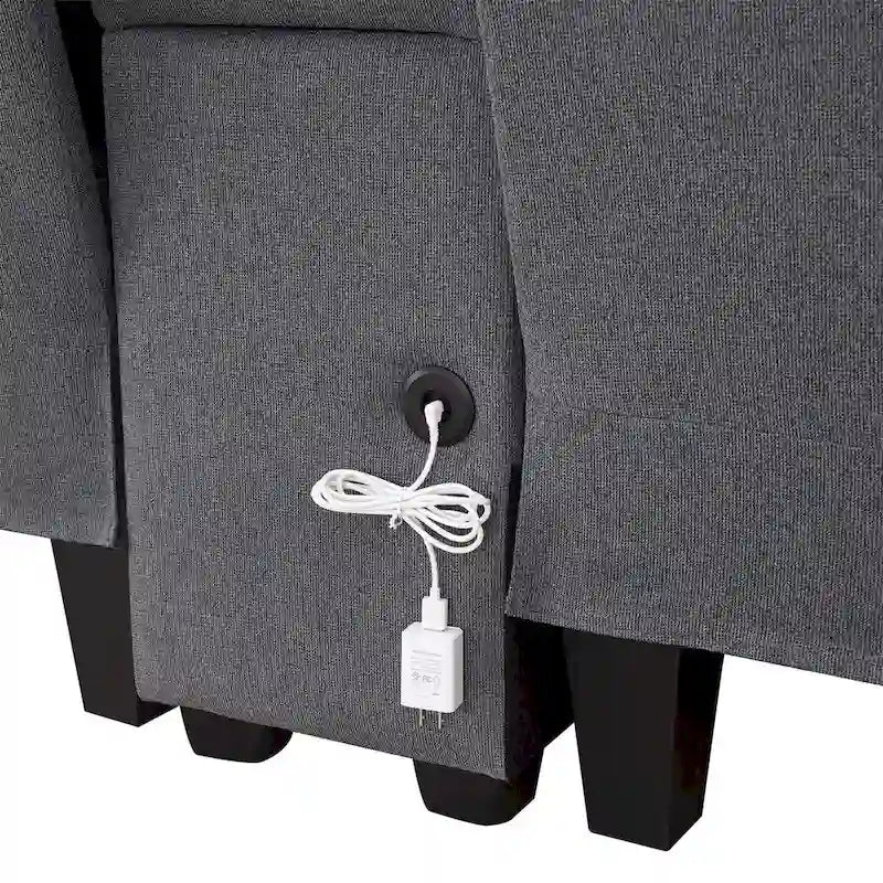 Canapé revêtu Merax 114.2 avec console, 2 porte-gobelets et 2 ports USB, avec chargement filaire ou sans fil