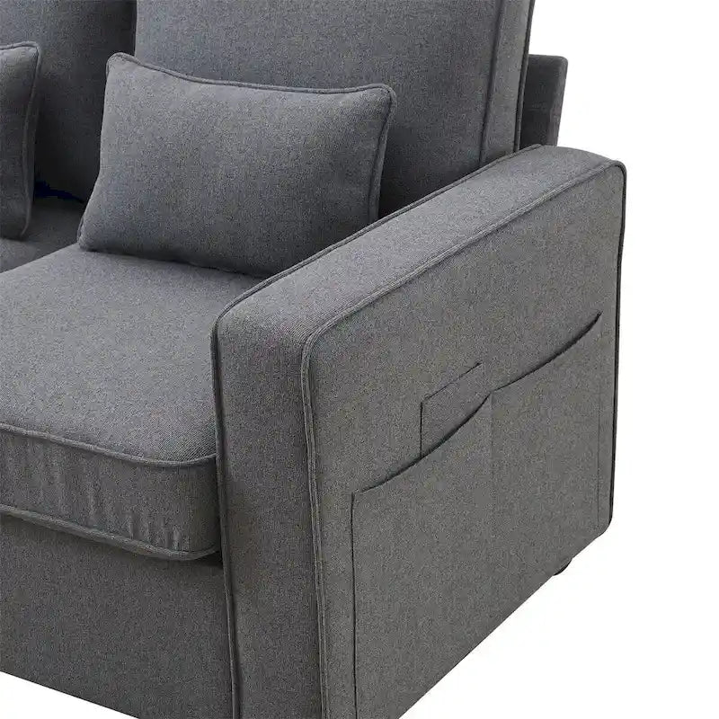 Canapé revêtu Merax 114.2 avec console, 2 porte-gobelets et 2 ports USB, avec chargement filaire ou sans fil