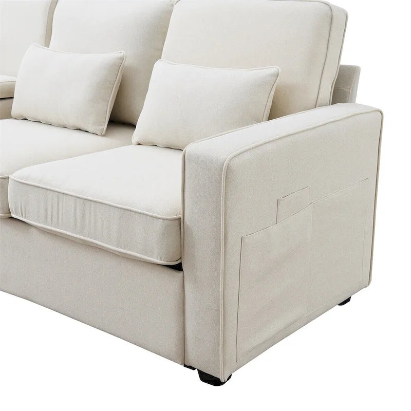 Canapé revêtu Merax 114.2 avec console, 2 porte-gobelets et 2 ports USB, avec chargement filaire ou sans fil