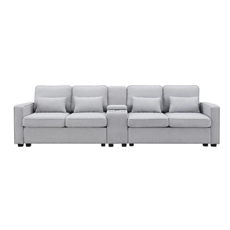 Canapé revêtu Merax 114.2 avec console, 2 porte-gobelets et 2 ports USB, avec chargement filaire ou sans fil