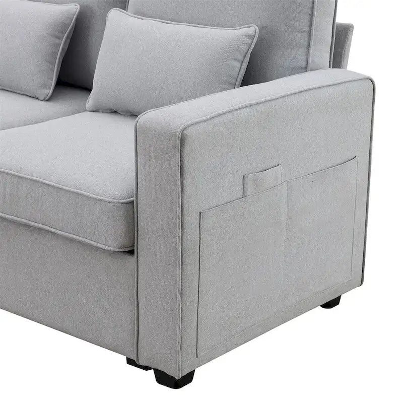 Canapé revêtu Merax 114.2 avec console, 2 porte-gobelets et 2 ports USB, avec chargement filaire ou sans fil