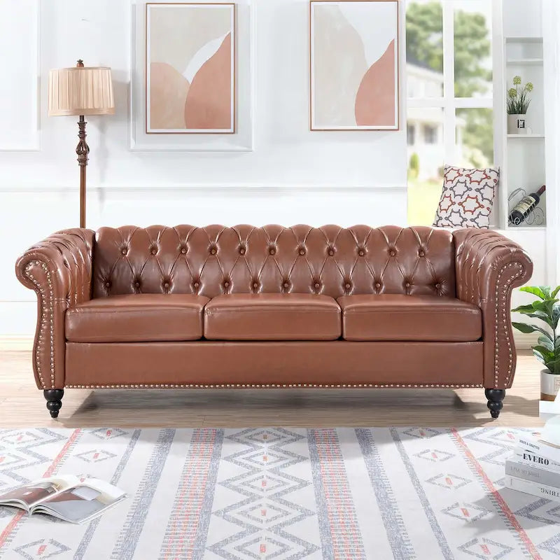 Comfortable Sofa For Living Room,with tight pleated rolled arms