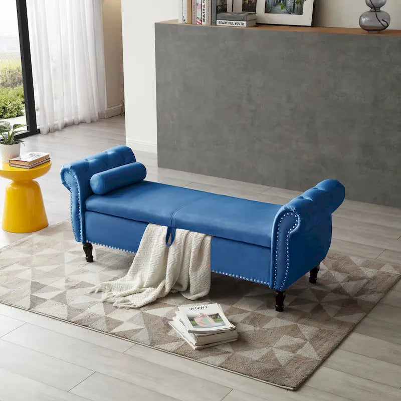 Kata Velvet Rectangular Storage Ottoman Sofa Stool Bench