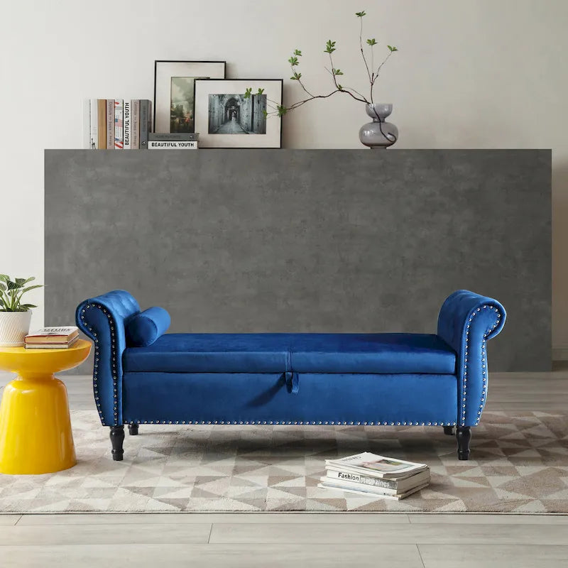 Kata Velvet Rectangular Storage Ottoman Sofa Stool Bench