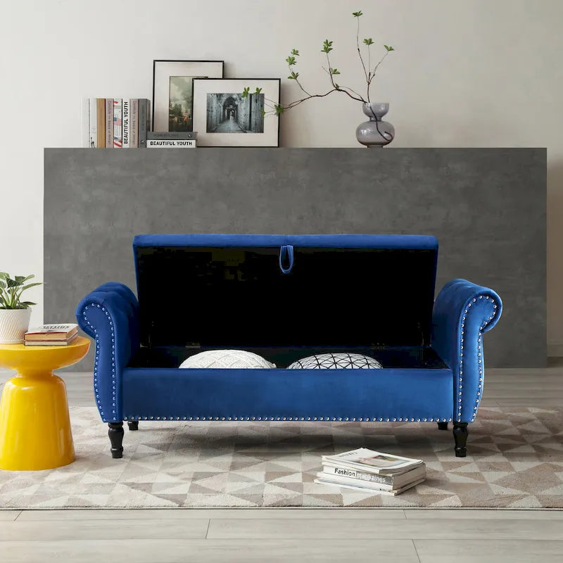 Kata Velvet Rectangular Storage Ottoman Sofa Stool Bench