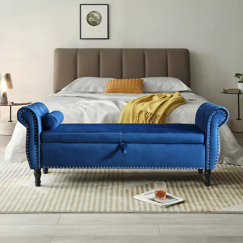Kata Velvet Rectangular Storage Ottoman Sofa Stool Bench