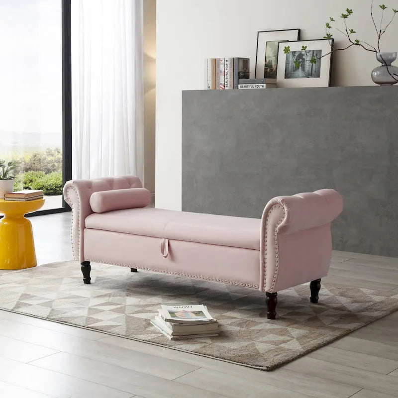 Kata Velvet Rectangular Storage Ottoman Sofa Stool Bench