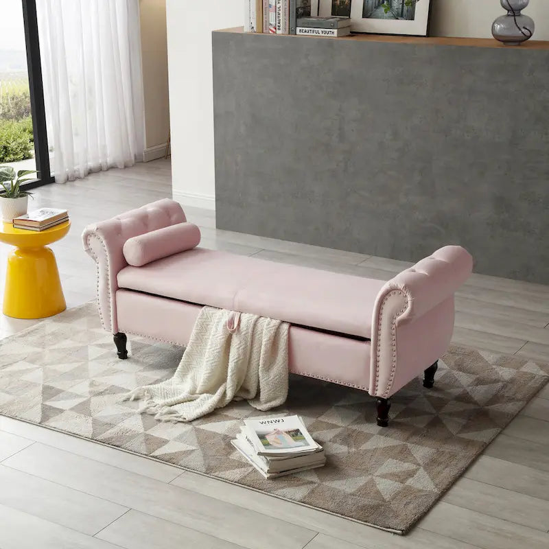 Kata Velvet Rectangular Storage Ottoman Sofa Stool Bench