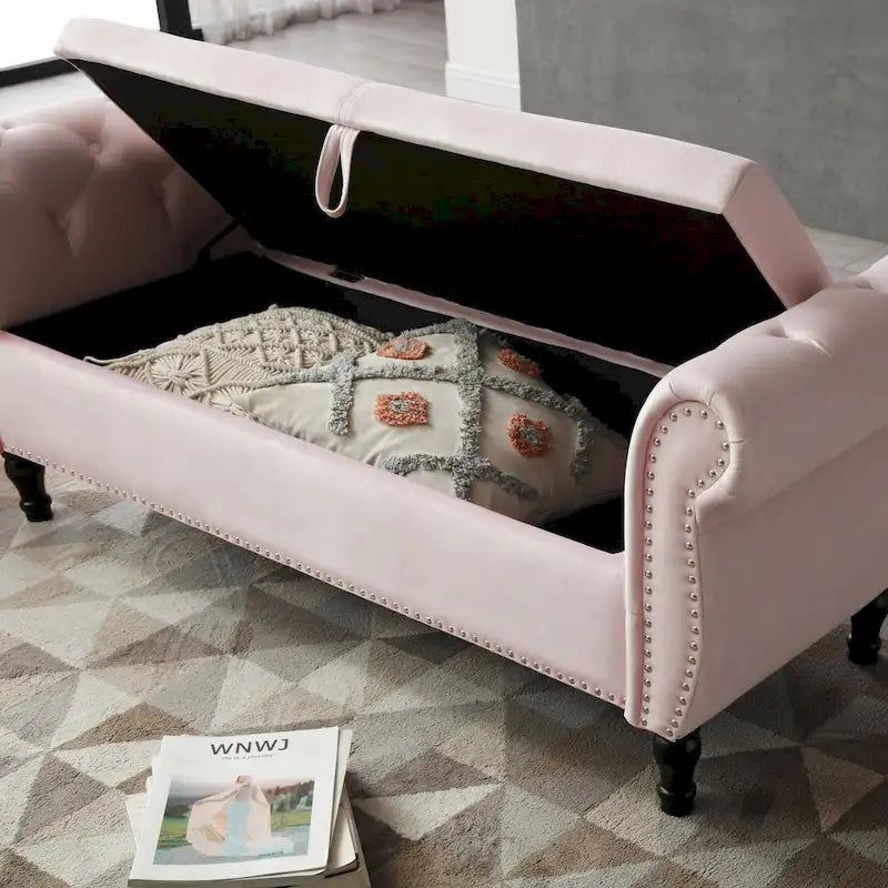 Kata Velvet Rectangular Storage Ottoman Sofa Stool Bench