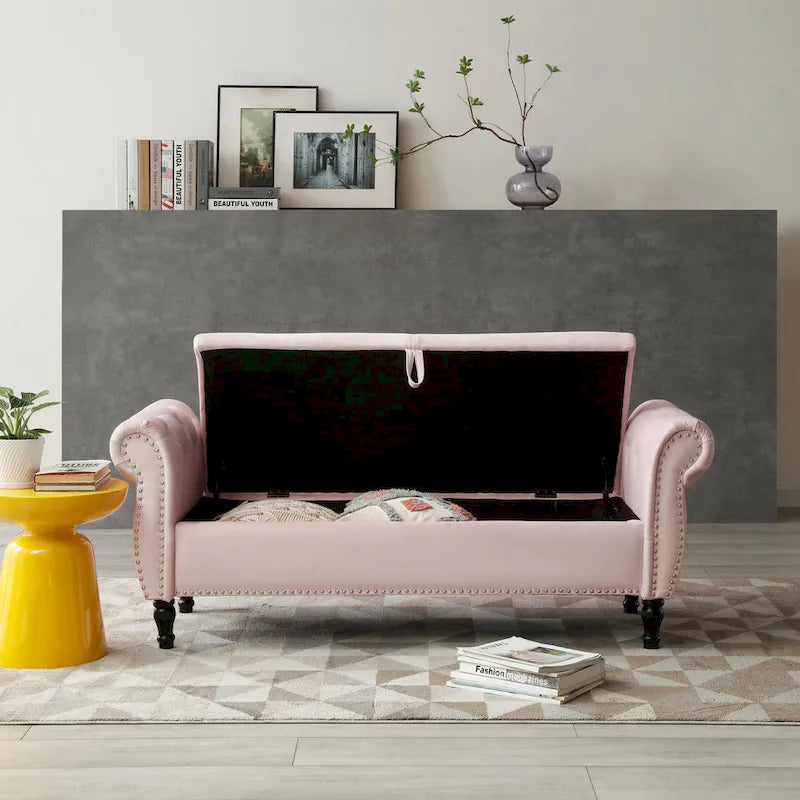 Kata Velvet Rectangular Storage Ottoman Sofa Stool Bench