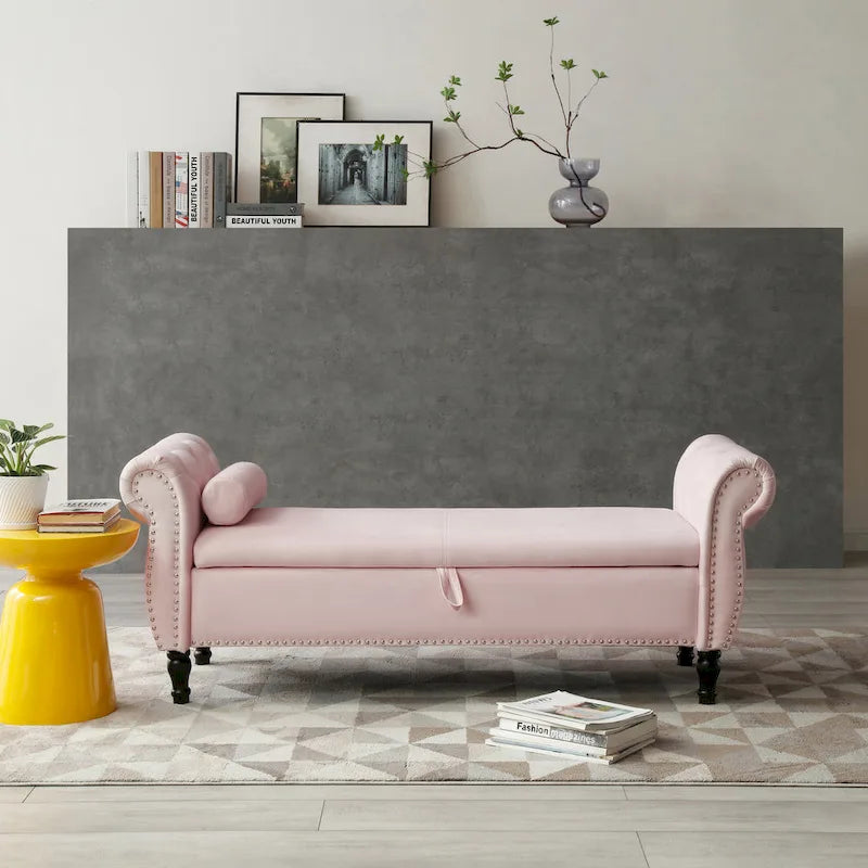 Kata Velvet Rectangular Storage Ottoman Sofa Stool Bench