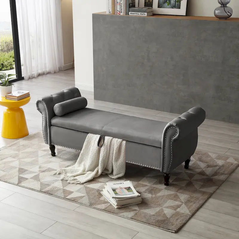 Kata Velvet Rectangular Storage Ottoman Sofa Stool Bench