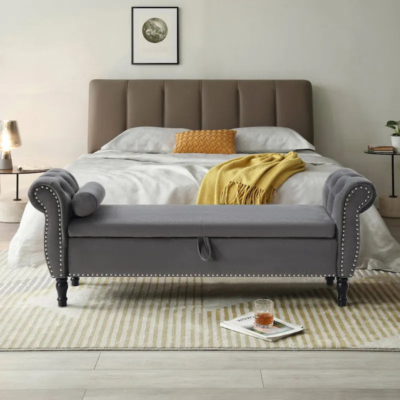 Kata Velvet Rectangular Storage Ottoman Sofa Stool Bench
